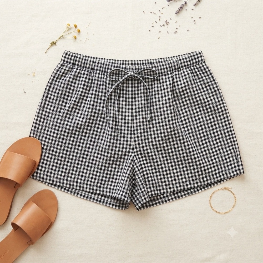 Double Zero Gingham Shorts Womens Small Black White Checkered